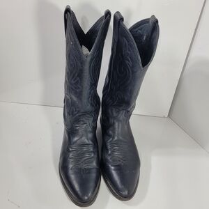 Justin Boots Men's 10.5 EE Black Leather Western Cowboy Rodeo Roper Style 1412